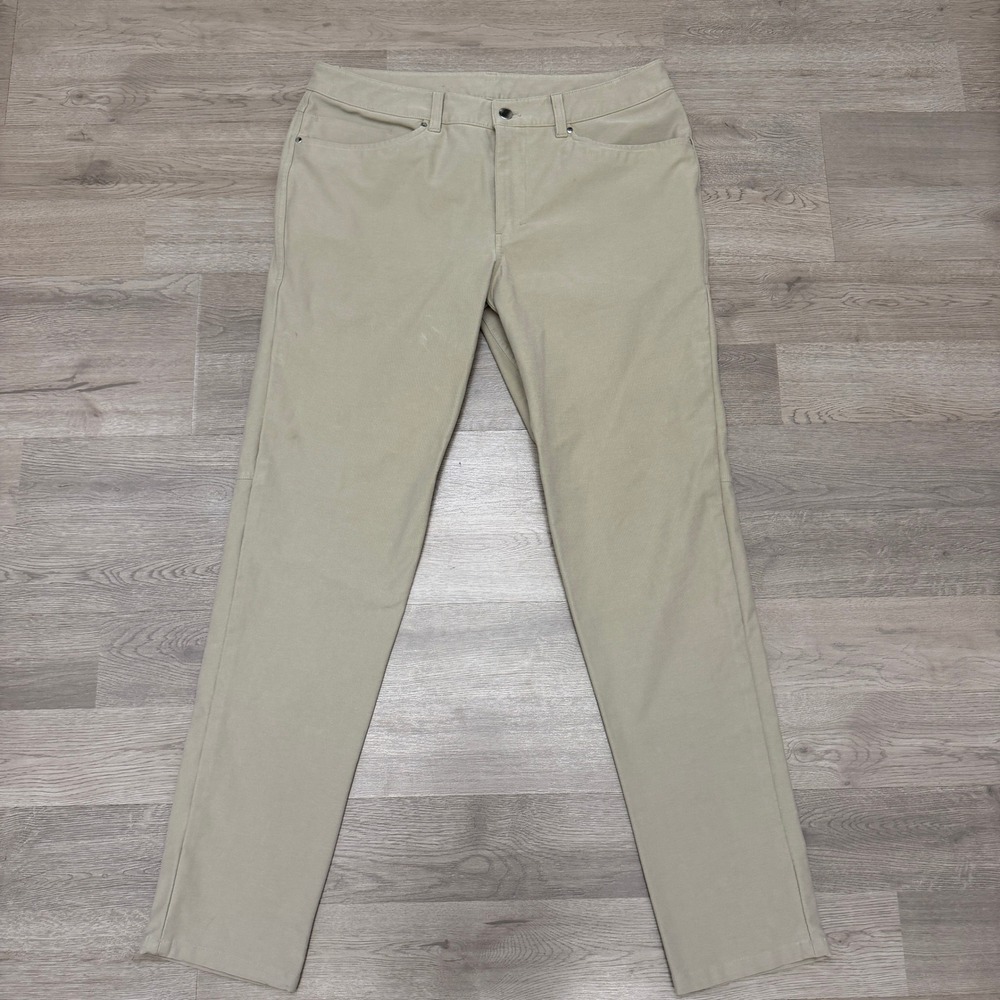 Lululemon ABC Pant Slim Mens 34x32 Tan Khaki Utilitech 5 Pocket LM5ABOS
